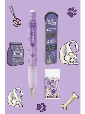 Universal Doğa Desenli Deep Kalem, Deep Silgi ve Deep Min, 0.7 Mm, Lavanta