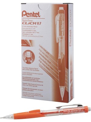 Universal Twist-Erase Clıck Mekanik Kalem, (0,7 Mm), Şeffaf Namlu, Turuncu Tutuş, 12'li Paket (PD277TF)