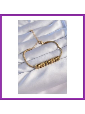 Salmore 316L Çelik Gold Renk Oval Figürlü Bileklik Bty