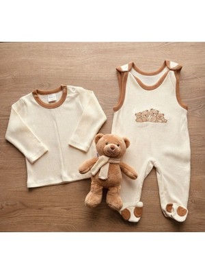Fındık Bebek Tulum- Bluz,slopet 2'li Set-Pamuklu Kumaş-( Taba Renk)