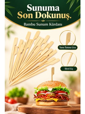 Mucit Home Hamburger Pasta Kürdanı Süsü 90 Adet Bambu Çöp Şiş Yemek Kürdanı
