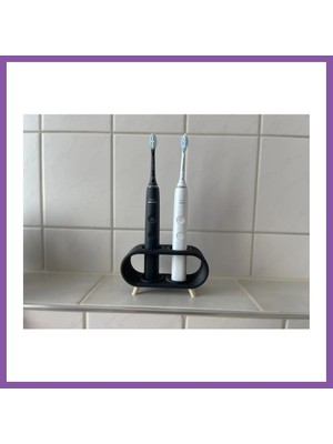 Bezos 3D Baskı Elektrikli Diş Fırçası Standı Çift Diş Fırçalık Ayaklı Modern Banyo Diş Fırçası Tutucu Siyah Bzoshb