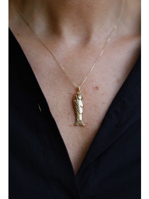 Yenigün Kuyumculuk 14 Ayar Altın Büyük Oynak Balık Kolye KLY27836