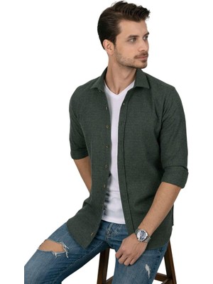 Etikmen Koyu Yeşil Oduncu Slimfit Hediye Kutulu Erkek Gömlek Xxl