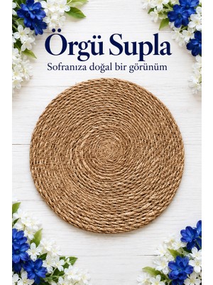 Mucit Home Yuvarlak Hasır İp Supla Amerikan Servis Tabak Altlığı Doğal Görünümlü Dekoratif Sofra Sunum Matı