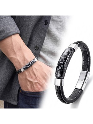 Moncuk Design Obsidyen Nova Doğal Taşlı Deri Çelik Erkek Bileklik 33512B1D18