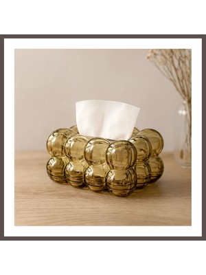 Ecotrend Dekoratif Bulut Peçetelik (Yaylı) 19X13X9 cm - Kahverengi Şeffaf ECO123