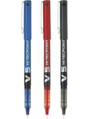 Pilot V5 Hi-Tecpoint Iğne Uçlu Roller Kalem Mavi Siyah Kırmızı 3 Adet