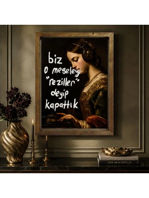 Bk Gift Vintage Klasik Sanat Esprili Sözlü Masif Ahşap Çerçeveli Dekoratif Tablo - 30 15X20CM