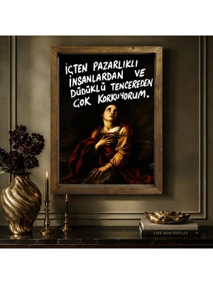 Bk Gift Vintage Klasik Sanat Esprili Sözlü Masif Ahşap Çerçeveli Dekoratif Tablo - 38 15X20CM