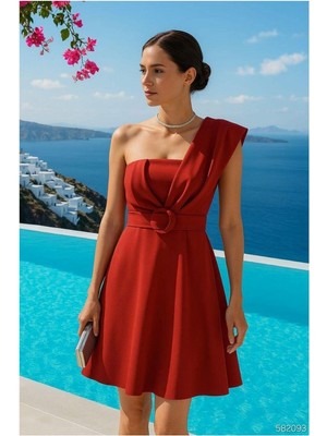 Defne Store Scuba Kemerli Elbise Mini Abiye Straplez Esnek Kumaş · Renk: Bordo · Beden: M Dfnbez