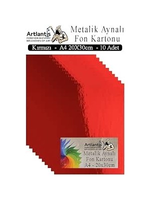 Aynalı Fon Kartonu 10 Lu A4 20X30 cm 1 Paket Okul Sınıf Dekoratif Pırıltılı Folyo Kağıt Dekoratif Anasınıfı Kreş Kırmızı