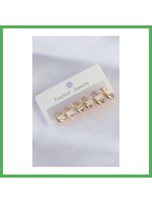 Astraltech Pirinç Gold Renk Oval Bombeli Küpe Seti Bezoss
