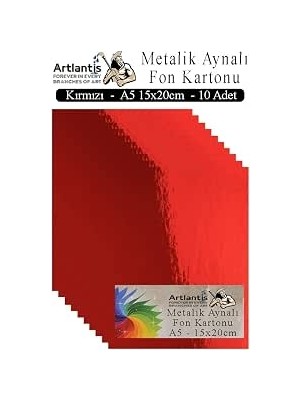 Aynalı Fon Kartonu 10 Lu A5 15X20 cm 1 Paket Okul Sınıf Dekoratif Pırıltılı Folyo Kağıt Dekoratif Anasınıfı Kreş Kırmızı