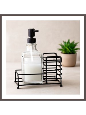 Ecotrend Cam Sıvı Sabunluk 500 ml Siyah Metal Stand ve Pompa ECO123