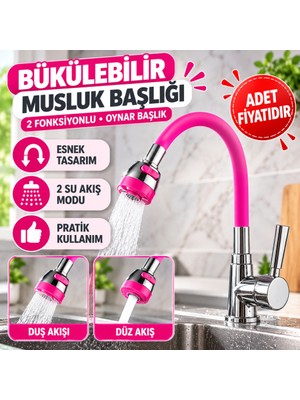 Svoria Store Oynar Başlıklı Tasarruflu Kubar Musluk Borusu ve Başlığı Pembe