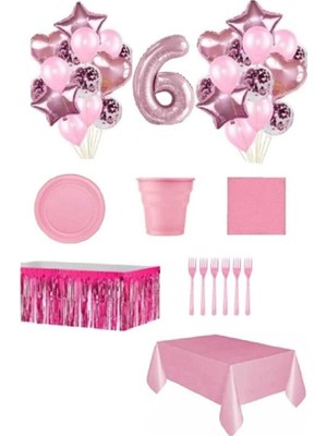 Vuralsin38 Pembe Renk 6 Yaş Doğum Günü Seti