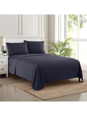 Sweet Home Collection 1800 Iplik Sayısı 53,34 cm Derin Cep Çarşafı Yumuşak Mısır Kalitesi Fırçalı Mikrofiber Lüks Yatak Seti Düz, Takılı, 2 Yastık Kılıfı, Ekstra King, Lacivert