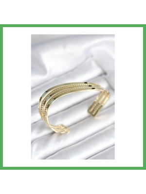 Astraltech Eğik Şerit Model Gold Renk Pirinç Kadın Bileklik Bezoss