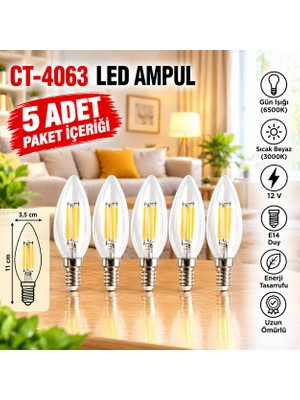 Cata CT-4063 LED Buji Ampul 7 W 5 Adet