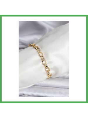 Astraltech 14K Gold Renk Kaplama Lazerli Zincir Model cm Kadın Bileklik Bezoss