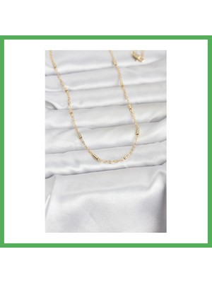 Astraltech cm 14K Gold Renk Bar Zincir Model 60 cm Kadın Kolye Bezoss