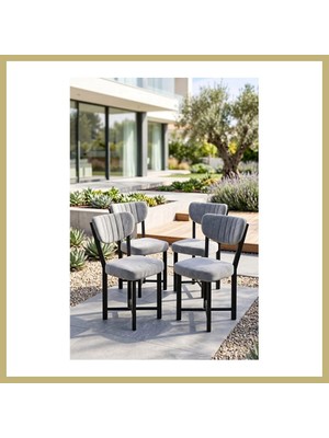Bezos Sandalye 4 Adet Baby Face Kumaş Metal Ayak Modern Mutfak Sandalyesi Cafe Balkon Ofis Elma Za