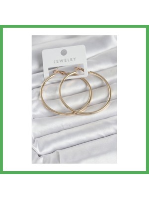 Astraltech Gold Renk Pirinç Köşeli Kenar Halka 54 mm Kadın Küpe Bezoss