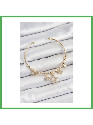 Astraltech Pirinç Zirkon Taşlı Yıldız Model Gold Renk Charm Bileklik Bezoss