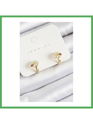 Astraltech Pirinç Papatya Model Gold Renk Çocuk Küpe Bezoss