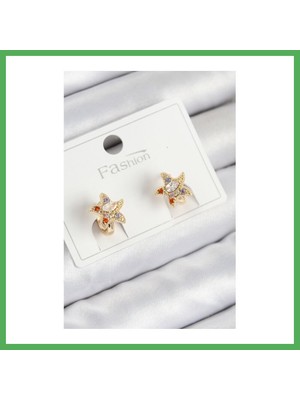 Astraltech Pirinç Zirkon Taşlı Yıldız Model Gold Renk Çocuk Küpe Bezoss