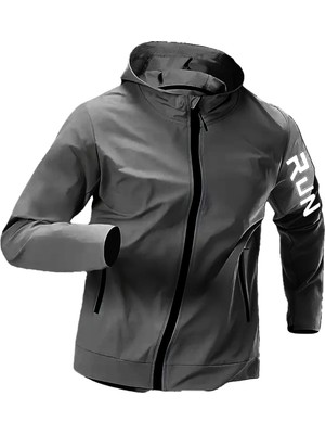 Die Grup Tr Ghassy Co.erkek Sportif Run Baskılı Rüzgar ve Su Geçirmez File Astar Yürüyüş Spor Fitness Yağmurluk