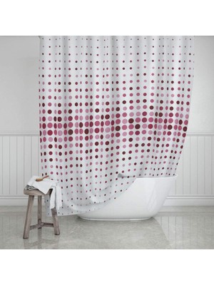 Die Grup Tr Banyo Perdesi 1X180X200 Tek Kanat Duş Perdesi Halka Hediyeli Duşakabin Perdesi 4961 Pembe