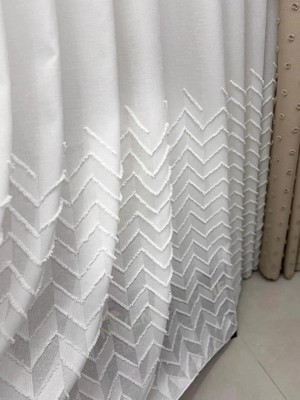 Die Grup Tr Yakamoz 1-053P Yarı Desen Ekru 1/2,5 Pileli Tül Perde, 400 x 250