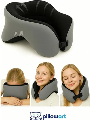 Die Grup Tr Pillowart Visco Seyahat Boyun Yastığı – Hafızalı Köpük Boyunluk, Ergonomik Boyun Destek Yastığı, Uçak, Otobüs ve Araba Yolculukları Için