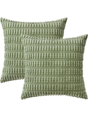 Die Grup Tr 2'li Set Yumuşak Kadife Yastık Kılıfı 50 x 50 Cm, Dekoratif Sevimli Kare Yastık Kılıfları Izgara Kırlent Kılıfları Ev Dekoru Kanepe Yatak Odası Için Yastık Kılıfı