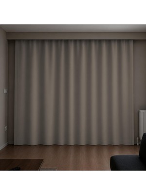 Die Grup Tr %100 Blackout Tam Karartma Fon Perde, Siparişe Özel Dikim, Siyah Arka Yüz, Kornişe Hazır, Tek Kanat – Taş, 125 × 200 cm