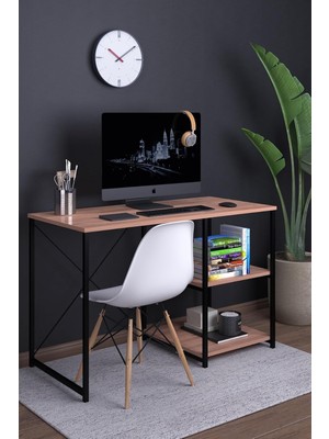 Die Grup Tr Atlas 120 cm Raflı Çalışma Masası Bilgisayar Masası Ofis Ders Masası Atlantik Çam