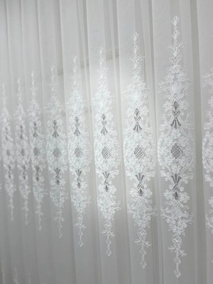 Die Grup Tr Selen 2895 Gümüş 1/2,5 Pileli Tül Perde, 300 x 260