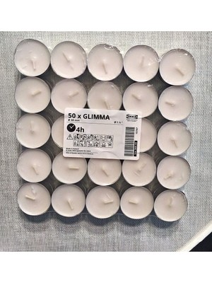 Die Grup Tr Glımma Tea Light Mum, 50'li Set, Beyaz, Kokusuz