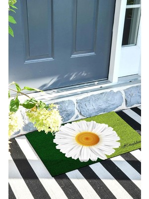 Die Grup Tr Papatya Kapı Önü Paspası Dekoratif Kapı Paspası Dış Mekân Paspas Ev Içi Paspası 45X70CM