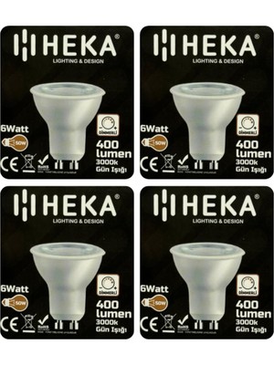 Die Grup Tr 6W (50W) 3000K Sarı Işık GU10 Duylu Dim Edilebilir LED Spot Ampul, 4 Adet