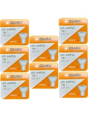 Die Grup Tr LED Ampul, 7W, 630 Lm, GU10 Duylu, Kırmızı Işık, 8 Adet