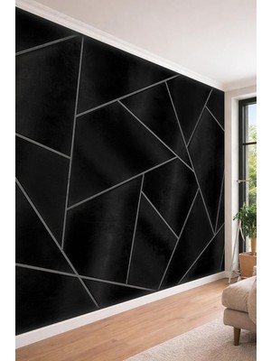 Die Grup Tr 3D Görünümlü Geometrik Panel Desenli Lüks Tek Parça Tekstil Duvar Kağıdı, 150 x 100