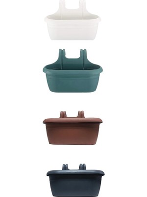 Die Grup Tr 4 Adet Renkli Nergiz Kolay Askı Balkon Saksısı 40 cm 6,5 Lt Antresit,kahverengi,yeşil,beyaz
