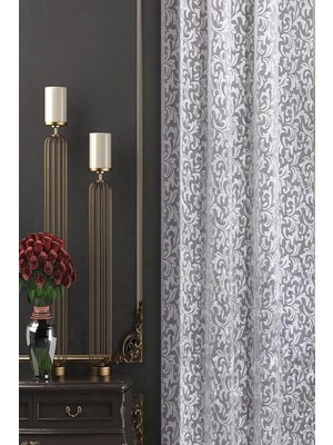 Die Grup Tr Desenli Tül Perde, Çiçek ve Yaprak Desenli Yakma Kumaş, Rustik Için Kuşgözlü Dikim,beyaz 100 x 250,24001019