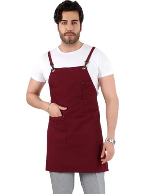 Die Grup Tr Barista Askılı Önlük Tek Cepli - Bordo