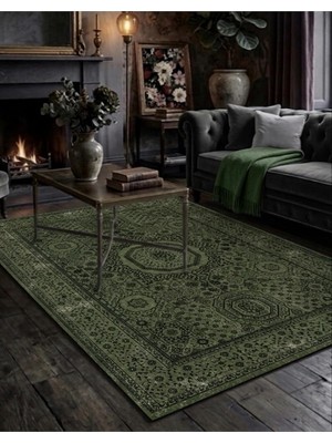 Die Grup Tr Doğal Iplik Şönil Dokuma Pamuk Taban Halı Koridor Halısı Kilim – Antre, Salon Ofis Genç Odası, Yeşil, 120 x 180 Nakkaş-9