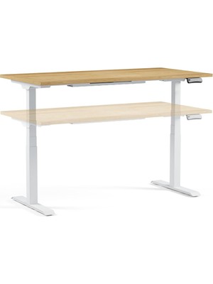 Die Grup Tr Regula Desk 3p - Elektrikli Yükseklik Ayarlı Çalışma Masası, Çift Motorlu, Bluetooth Kontrollü, 60-125 cm Ayar Aralığı, 125 kg Taşıma Kapasiteli, 3 Hafızalı (Beyaz Ayak - Beyaz Tabla, 200X80)
