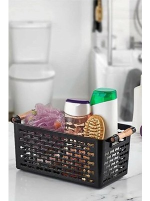 Die Grup Tr 5 Adet Siyah Çok Amaçlı Plastik Tutacaklı Organizer Sepet, Dolap Içi, Çekmece ve Banyo Düzenleyici